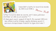 Usain Bolt, exercice corrig, calculs de vitesses, conversions d'units