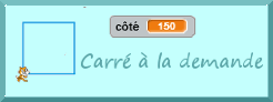 Tracs de carrs dont le ct varie, programmes de construction avec Scratch