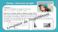 calculer la longueur de l'hypotnuse avec le cosinus exerices corrigs