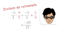 division de deux rationnels, questions flash en vidos