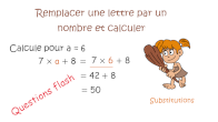 remplacer des lettres par des nombres, substitutions, questions flash